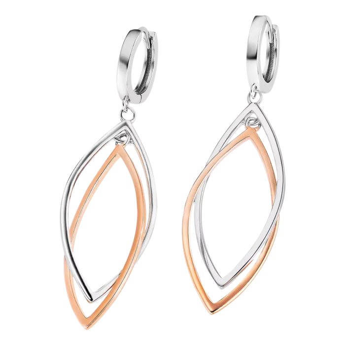 Pendientes Lotus Silver LP3533-4/1 para Mujer - Plata de Ley 925 Bicolor Diseño Hojas Entrelazadas