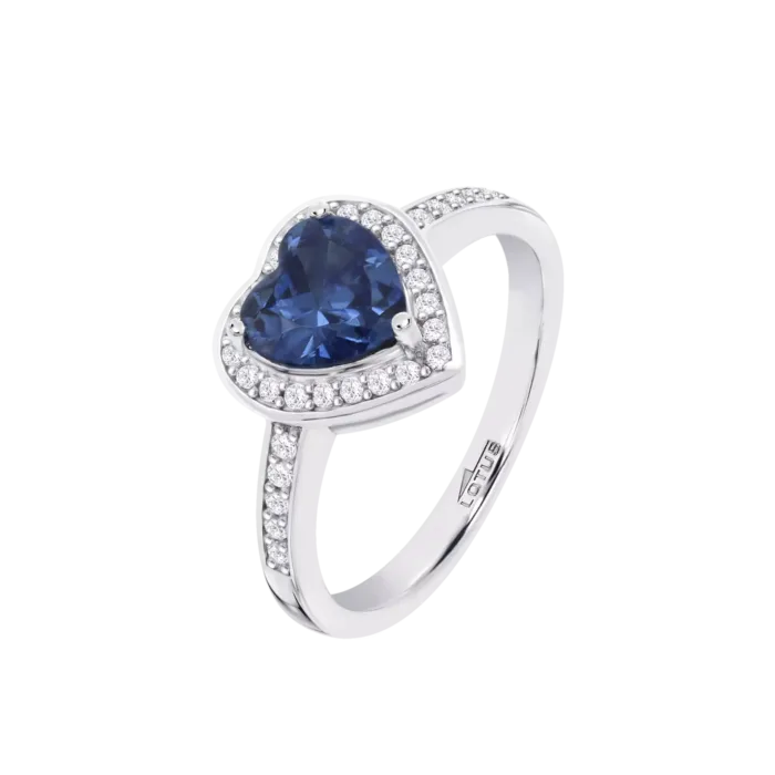 Anillo Lotus Silver LP3784-3/1 de Plata con Corazón Azul y Circonitas