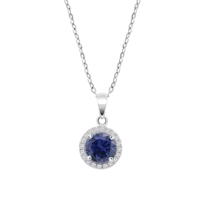 Collar Lotus Silver LP3790-1/1 de Plata con Colgante Circular Azul y Circonitas