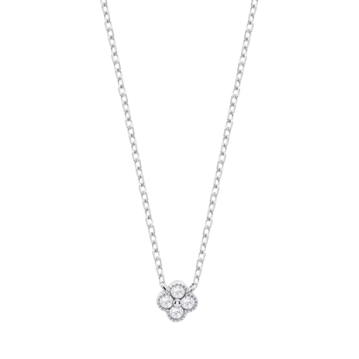 Collar Lotus Silver LP3889-1/1 para Mujer - Plata de Ley 925 con Colgante Flor de Circonitas