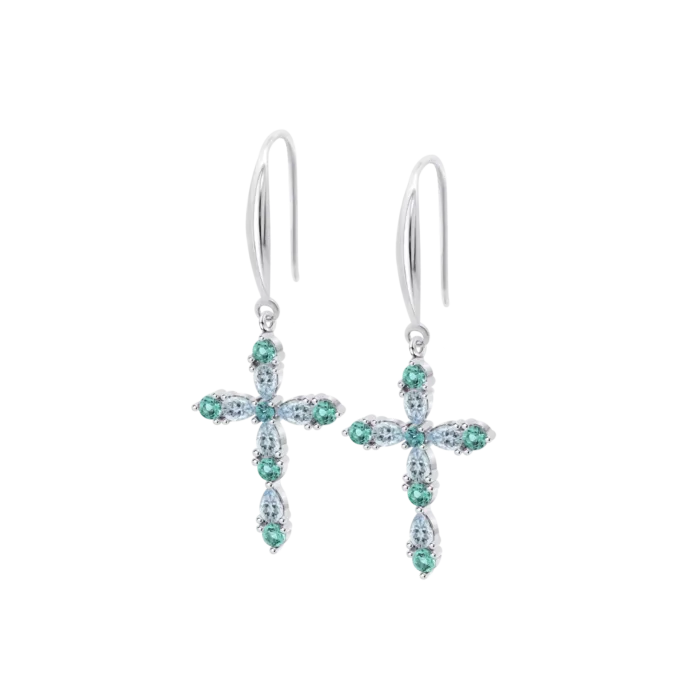 Pendientes de Cruz Lotus Silver LP3915-4/2 en Plata 925 y Circonitas Verdes