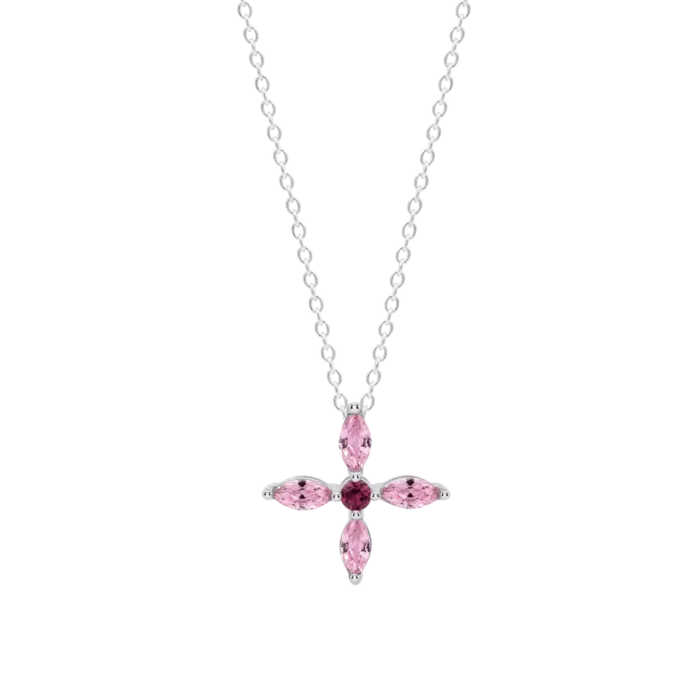 Collar de Cruz Lotus Silver LP3933-1/2 en Plata 925 con Circonitas Rosas