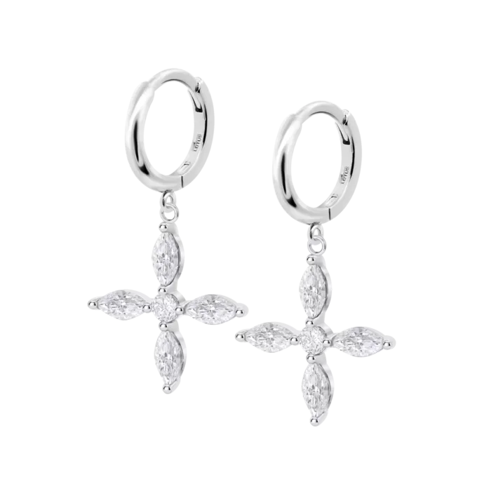 Pendientes de Aro con Cruz Lotus Silver LP3933-4/1 en Plata 925 y Circonitas