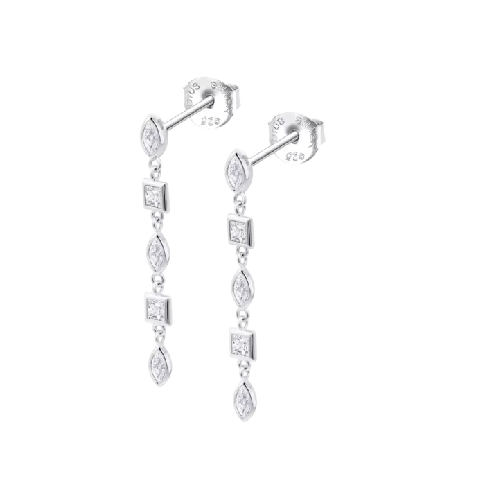 Pendientes Colgantes Lotus Silver LP3934-4/1 en Plata 925 con Circonitas Geométricas