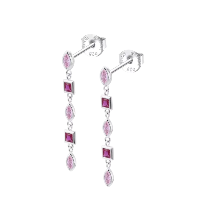 Pendientes Largos Lotus Silver LP3934-4/3 de Plata con Circonitas Rosas y Rojas