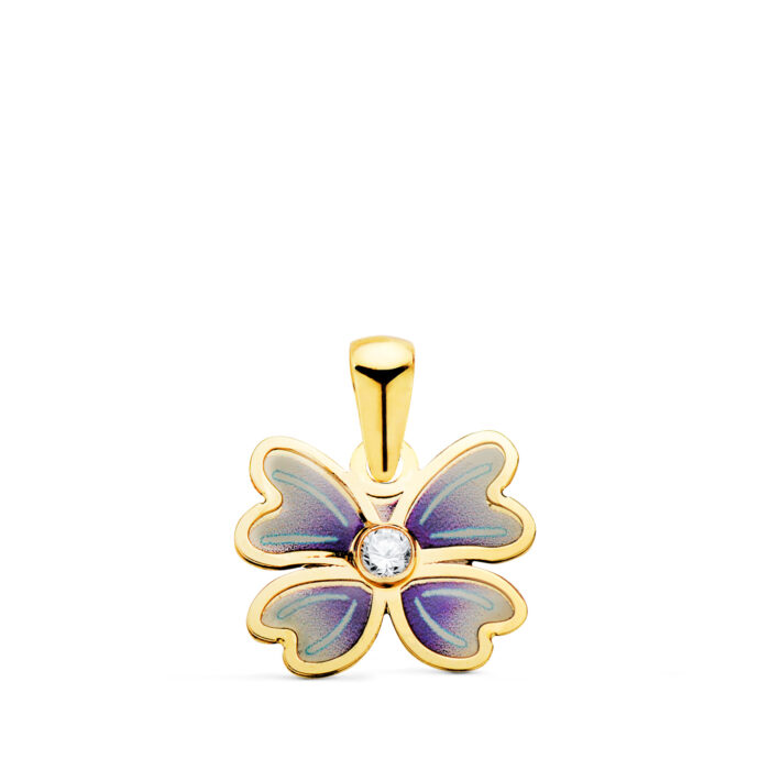 18K COLGANTE ORO AMARILLO MARIPOSA AZUL CON CIRCONITA. 11,5 X 9,5 MM