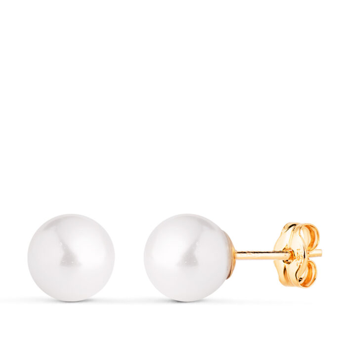 18K PENDIENTES ORO AMARILLO PERLA CON CASQUILLA. MEDIDA: 7 MM. CIERRE PRESION