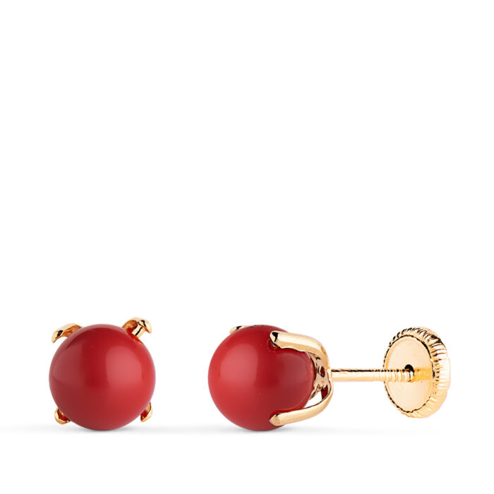 18K PENDIENTES ORO AMARILLO CORAL CON 4 GARRAS. MEDIDA: 6 MM. CIERRE TUERCA