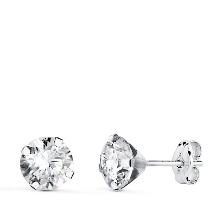 18K PENDIENTES ORO BLANCO 4 GARRAS CON CIRCONITA. ANCHO: 6 MM CIERRE PRESION