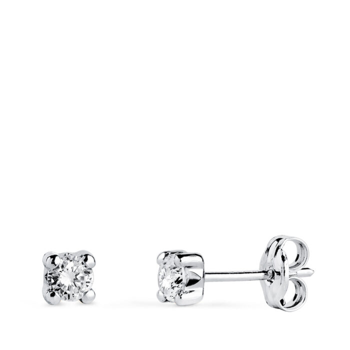 18K PENDIENTES ORO BLANCO CIRCONITA 3MM CON 4 GARRAS. ANCHO: 3,5 MM. CIERRE PRESION