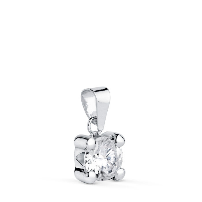 18K COLGANTE ORO BLANCO CON CIRCONITA 6MM CON 4 GARRAS. ANCHO: 6,5 MM.