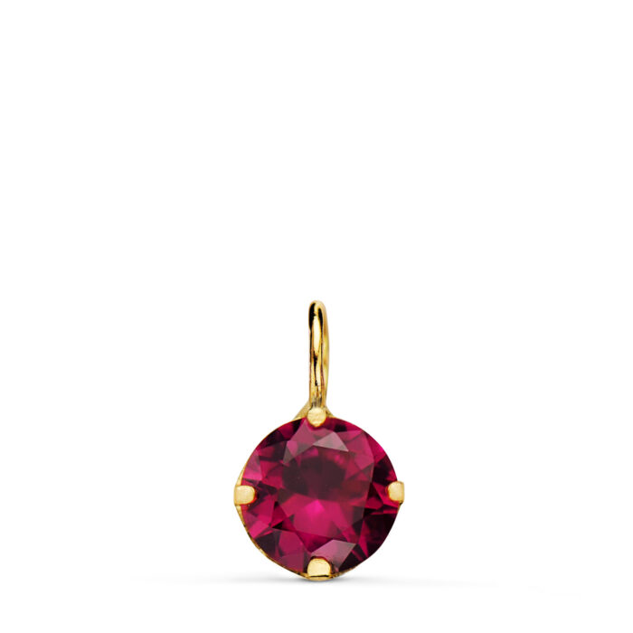 18K COLGANTE ORO AMARILLO REDONDO CON PIEDRA COLOR ROJA. MEDIDA: 6 MM.