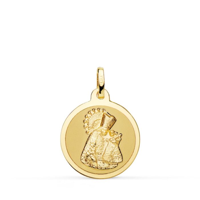 Medalla de la Virgen de los Desamparados en Oro Amarillo 18K – 20 mm Acabado Brillo