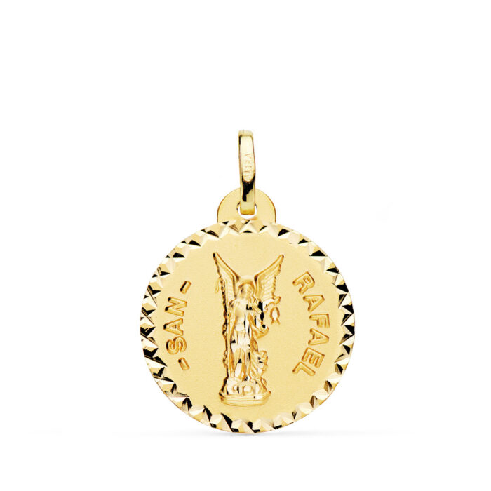18K MEDALLA ORO AMARILLO SAN RAFAEL TALLADA 20 MM