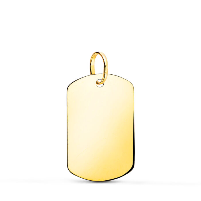 18K CHAPA ORO AMARILLO MILITAR RECTANGULAR EN BRILLO. 21 X 14 MM