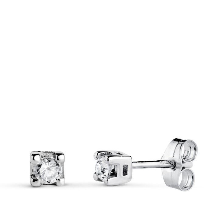 18K PENDIENTES ORO BLANCO DIAMANTES LABORATORIO TALLA BRILLANTE 2,75 MM 0,20 QTS VS2-G. MEDIDA: 3,5X3,5 MM. PRESION