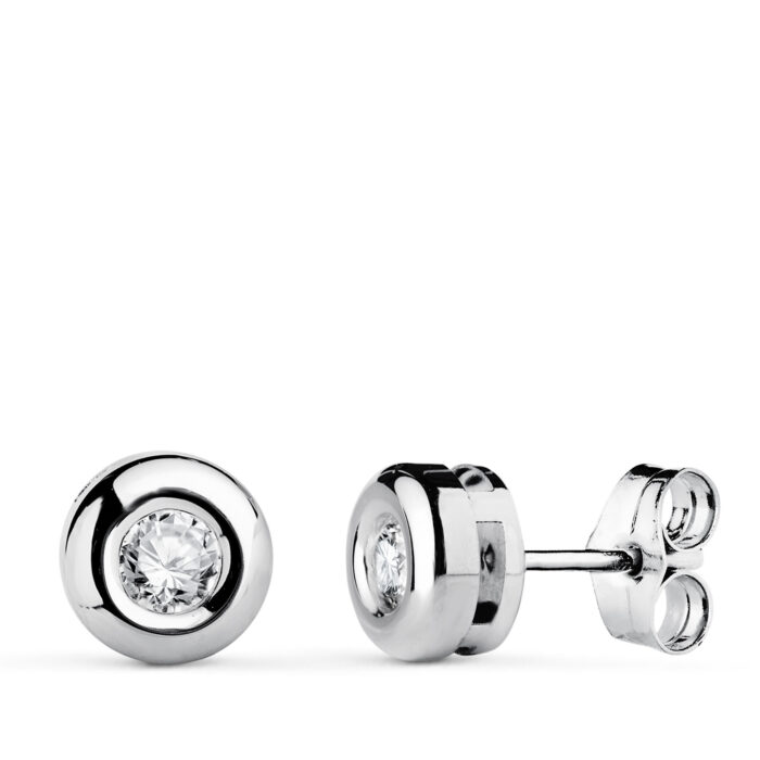 18K PENDIENTES ORO BLANCO DIAMANTES LABORATORIO 3,40 MM 0,300 QTS VS2-G. MEDIDA: 7X7 MM. CIERRE PRESION