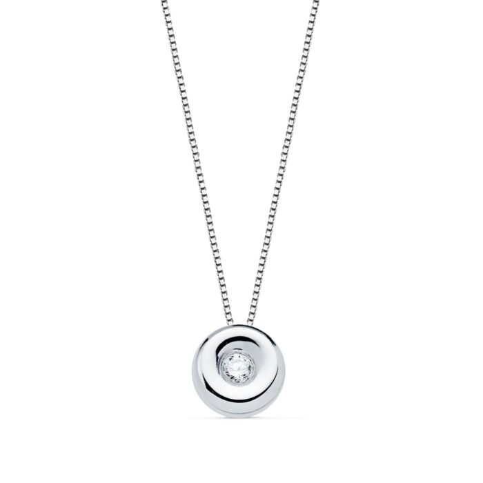 18K GARGANTILLA ORO BLANCO CHATON 4,85 MM DIAMANTE LABORATORIO 1,50MM 0,015 QTS. G-VS2 CADENA 42CM