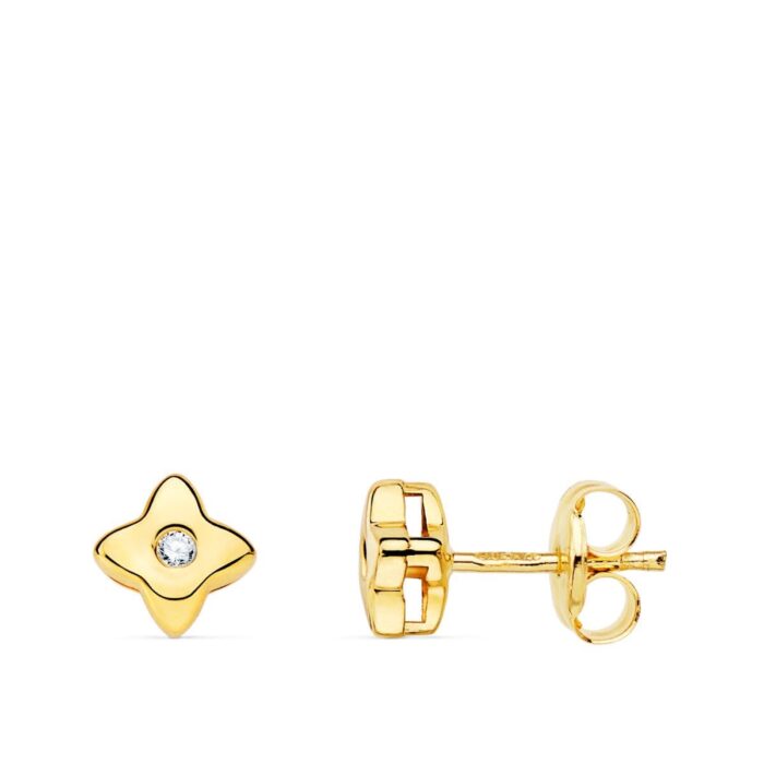 18K PENDIENTES ORO AMARILLO ESTRELLA DIAMANTES LABORATORIO 0,030 QT VS2-G. MEDIDA: 5X5 MM. CIERRE PRESION