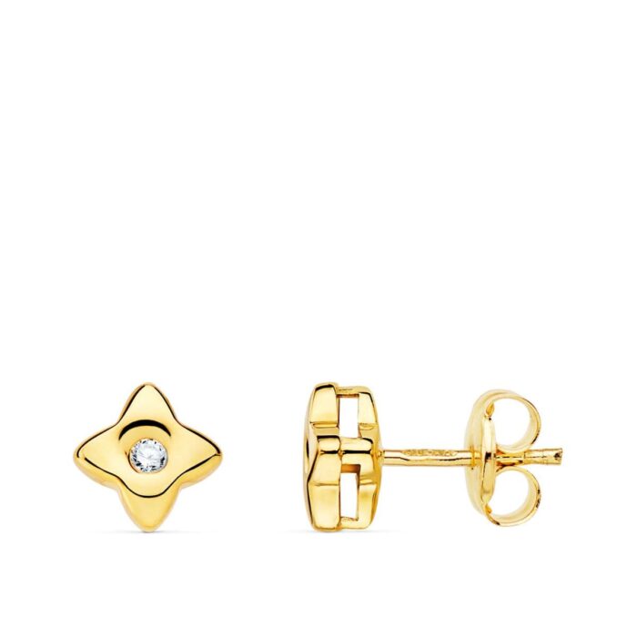 18K PENDIENTES ORO AMARILLO ESTRELLA DIAMANTES LABORATORIO 0,040 QT VS2-G. MEDIDA: 5,5X5,5 MM. CIERRE PRESION