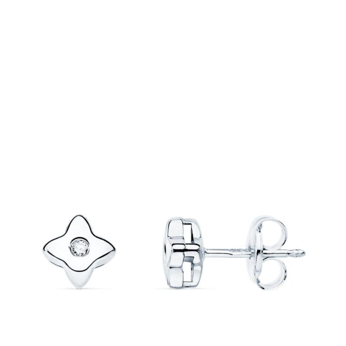 18K PENDIENTES ORO BLANCO ESTRELLA DIAMANTES LABORATORIO 0,030 QT VS2-G. MEDIDA: 5X5 MM. CIERRE PRESION