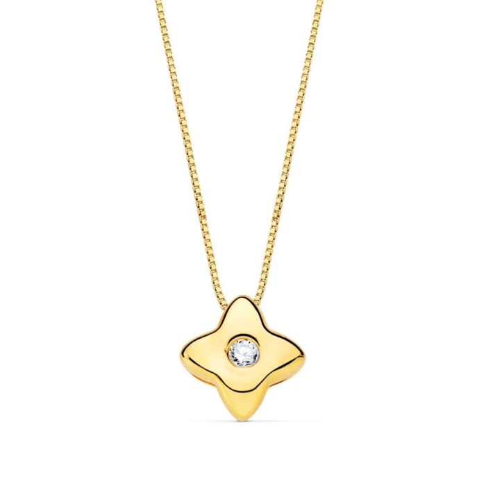 18K GARGANTILLA ORO AMARILLO ESTRELLA 5X5MM DIAMANTE LABORATORIO 0,015 QT. G-VS2. CADENA 42CM