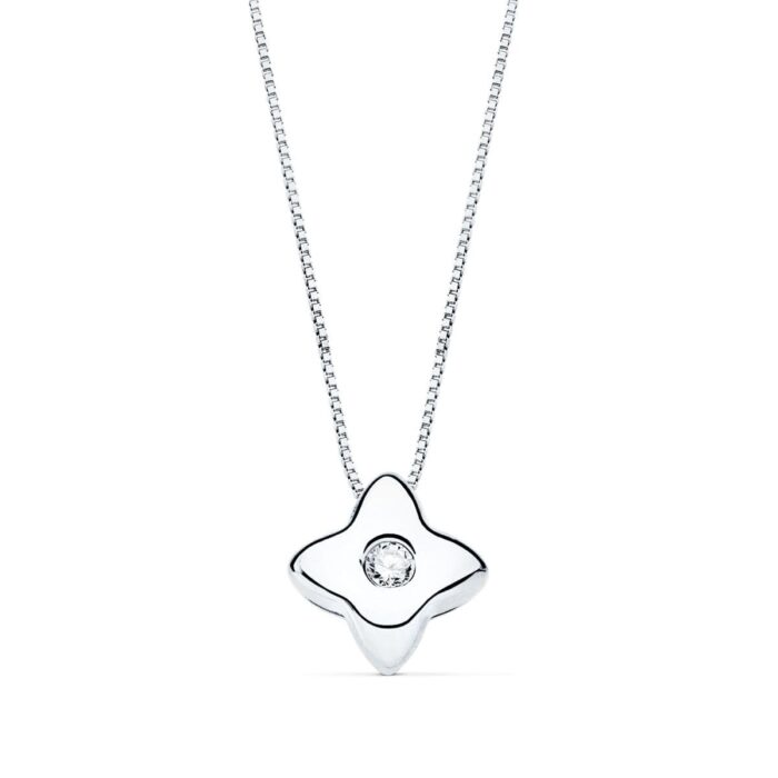 18K GARGANTILLA ORO BLANCO ESTRELLA 5X5MM DIAMANTE LABORATORIO 0,015 QT. G-VS2. CADENA 42CM