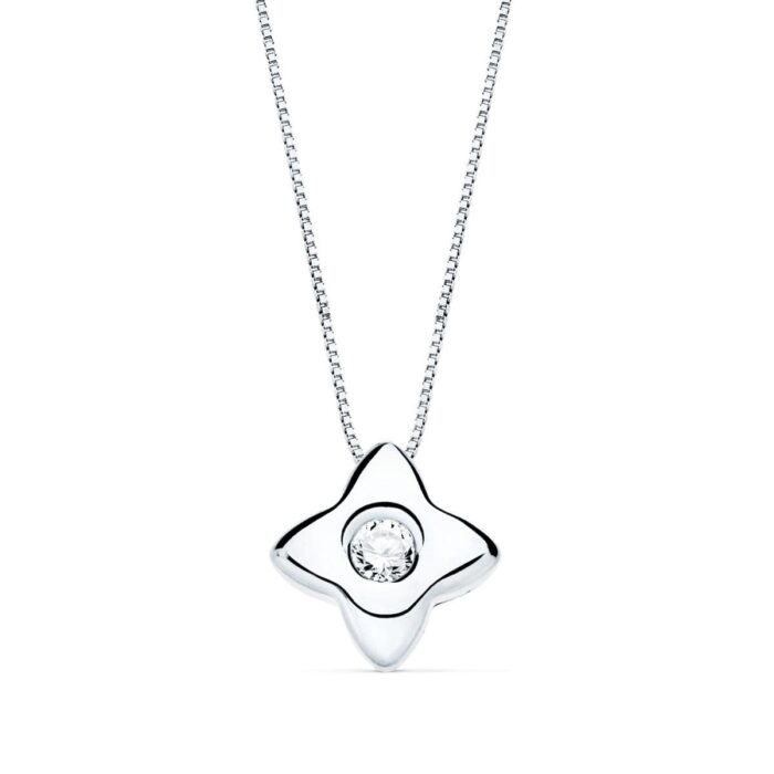 18K GARGANTILLA ORO BLANCO ESTRELLA 6MM CON DIAMANTE LABORATORIO 0,050 QTS. G-VS2. CADENA 42CM