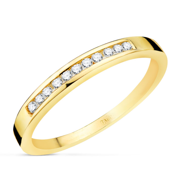 18K SORTIJA ORO AMARILLO 11 DIAMANTES DE LABORATORIO  0,150 QTS. VS2-G