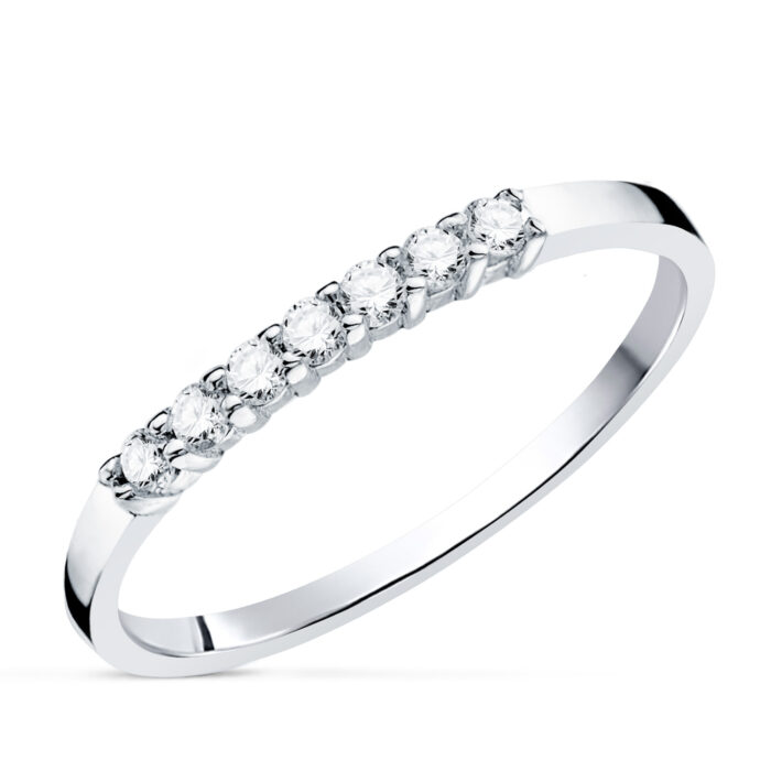 18K SORTIJA ORO BLANCO 7 DIAMANTES DE LABORATORIO TALLA BRILLANTE 0,160 QTS. VS2-G