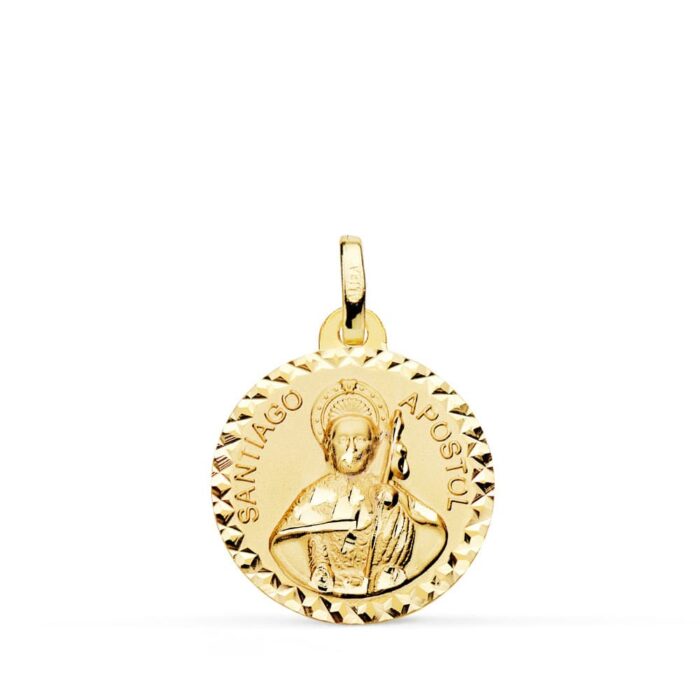 18K MEDALLA ORO AMARILLO SANTIAGO APOSTOL TALLA CRUZADA 18 MM