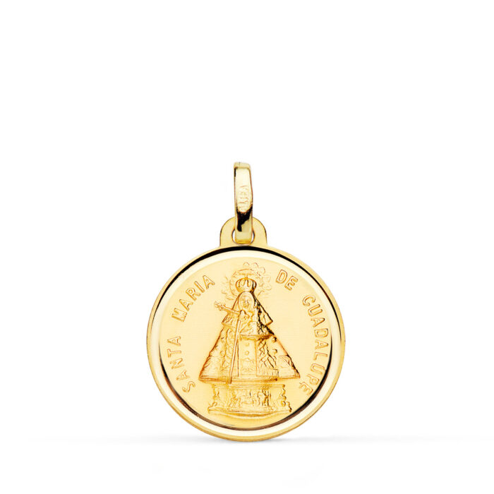 18K MEDALLA ORO AMARILLO VIRGEN  SANTA MARIA DE GUADALUPE BISEL 18 MM