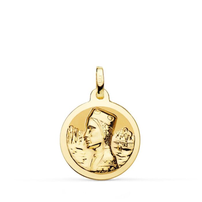 18K MEDALLA ORO AMARILLO VIRGEN DE MONTSERRAT BRILLO 18 MM