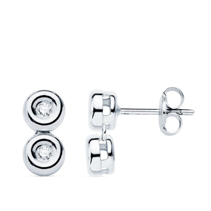 18K PENDIENTES ORO BLANCO CHATON 4 DIAMANTES LABORATORIO VS2-G 0,080 QTS. MEDIDA: 11 X 5,5 MM. CIERRE PRESION
