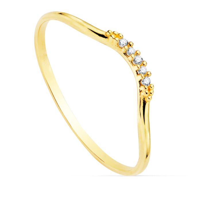 18K SORTIJA ORO AMARILLO DIAMANTES DE LABORATORIO 0,025 QTS. G-VS2. CUERPO REDONDO 1 MM