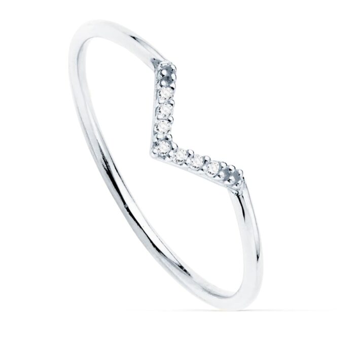 18K SORTIJA ORO BLANCO 7 DIAMANTES DE LABORATORIO 0.035  QTS. G-VS2. CUERPO REDONDO 1 MM