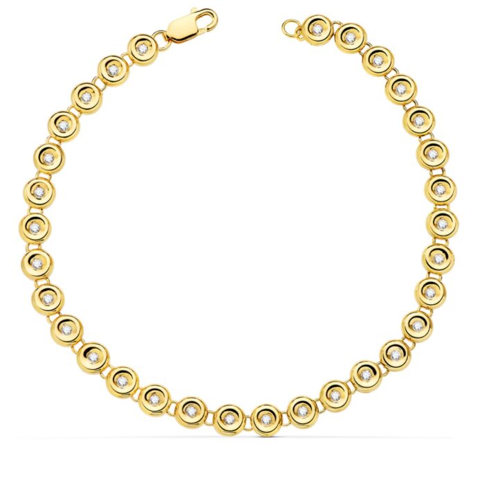 18K PULSERA RIVIERE ORO AMARILLO 31 DIAMANTES LABORATORIO 0,434 QTS. VS2-G. ANCHO: 4,85 MM. LARGO: 19 CM
