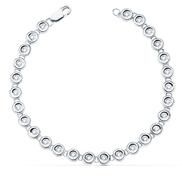18K PULSERA RIVIERE ORO BLANCO 31 DIAMANTES LABORATORIO 0,434 QTS. VS2-G. ANCHO: 4,85 MM. LARGO: 19 CM
