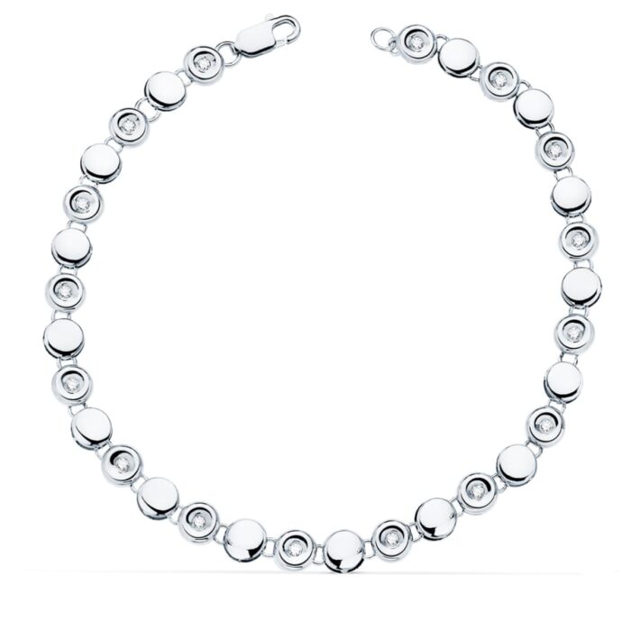 18K PULSERA RIVIERE ORO BLANCO 16 DIAMANTES LABORATORIO 0,240 QTS VS2-G. ANCHO: 4,85 MM. LARGO: 18,5 CM