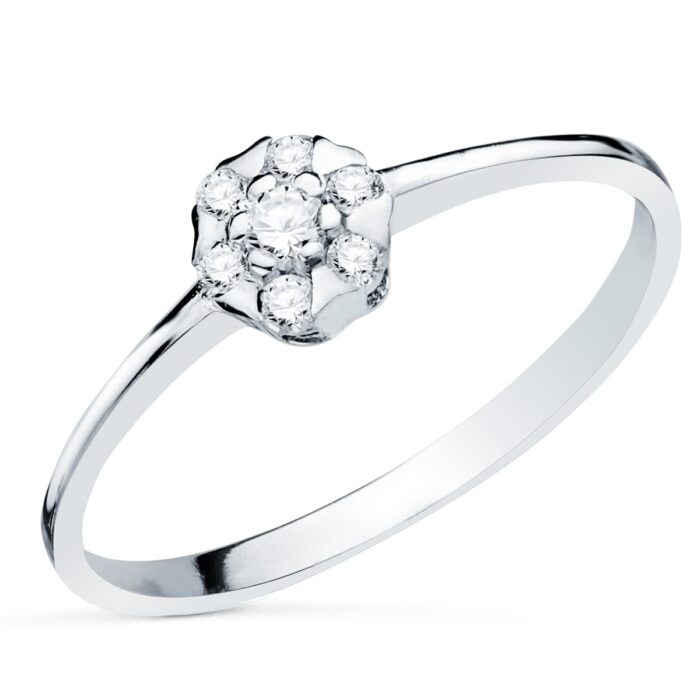 18K SORTIJA ORO BLANCO CON DIAMANTES LABORATORIO CUAJO 5X5 MM 0.127 QTS.VS2-G