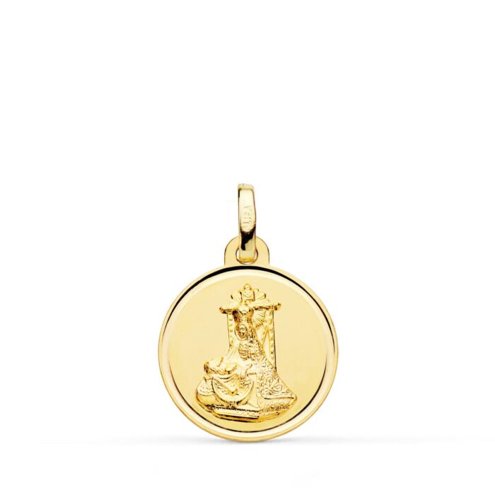 18K MEDALLA ORO AMARILLO VIRGEN DE LAS ANGUSTIAS BISEL 16 MM