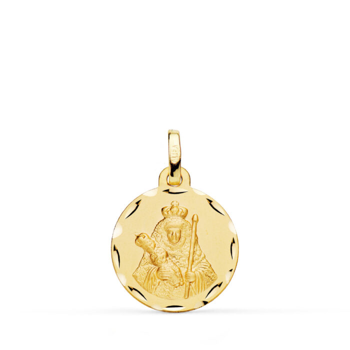 18K MEDALLA ORO AMARILLO NUESTRA SEÑORA DE LA CANDELARIA TALLADA 16 MM