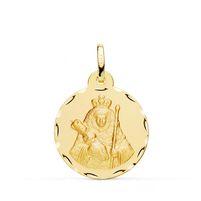 18K MEDALLA ORO AMARILLO NUESTRA SEÑORA DE LA CANDELARIA TALLADA 22 MM