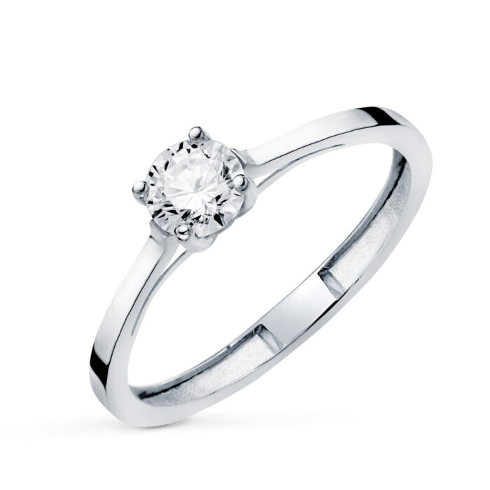 18K SOLITARIO ORO BLANCO 4 GARRAS CON DIAMANTE LABORATORIO 0,50 QTES. G - VS1