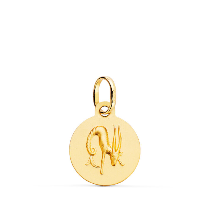18K MEDALLA ORO AMARILLO HOROSCOPO ORO AMARILLO ORO AMARILLO CAPRICORNIO MATIZADA 13 MM