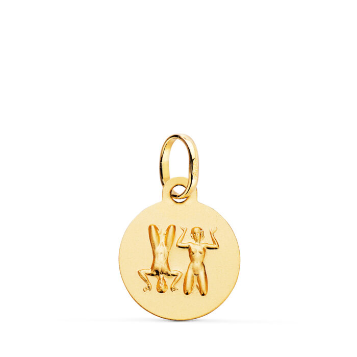 18K MEDALLA ORO AMARILLO HOROSCOPO ORO AMARILLO ORO AMARILLO GEMINIS MATIZADA 13 MM