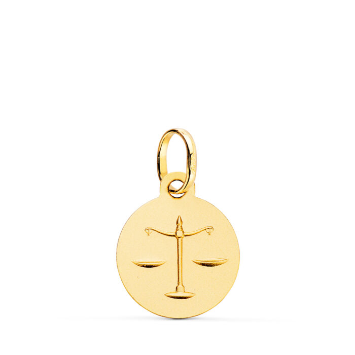 18K MEDALLA ORO AMARILLO HOROSCOPO ORO AMARILLO ORO AMARILLO LIBRA MATIZADA 13 MM
