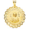 Medalla del Sagrado Corazón de Jesús en oro amarillo de 18k de 37mm con cerco de filigrana calado y bisel tallado en relieve