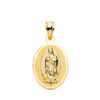 Medalla ovalada de la Virgen de Guadalupe en oro amarillo de 18 quilates con acabado pulido brillante de 21 x 15 milímetros