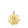 Medalla de la Virgen de Guadalupe tallada en oro amarillo de 18 quilates de 18 milímetros de diámetro